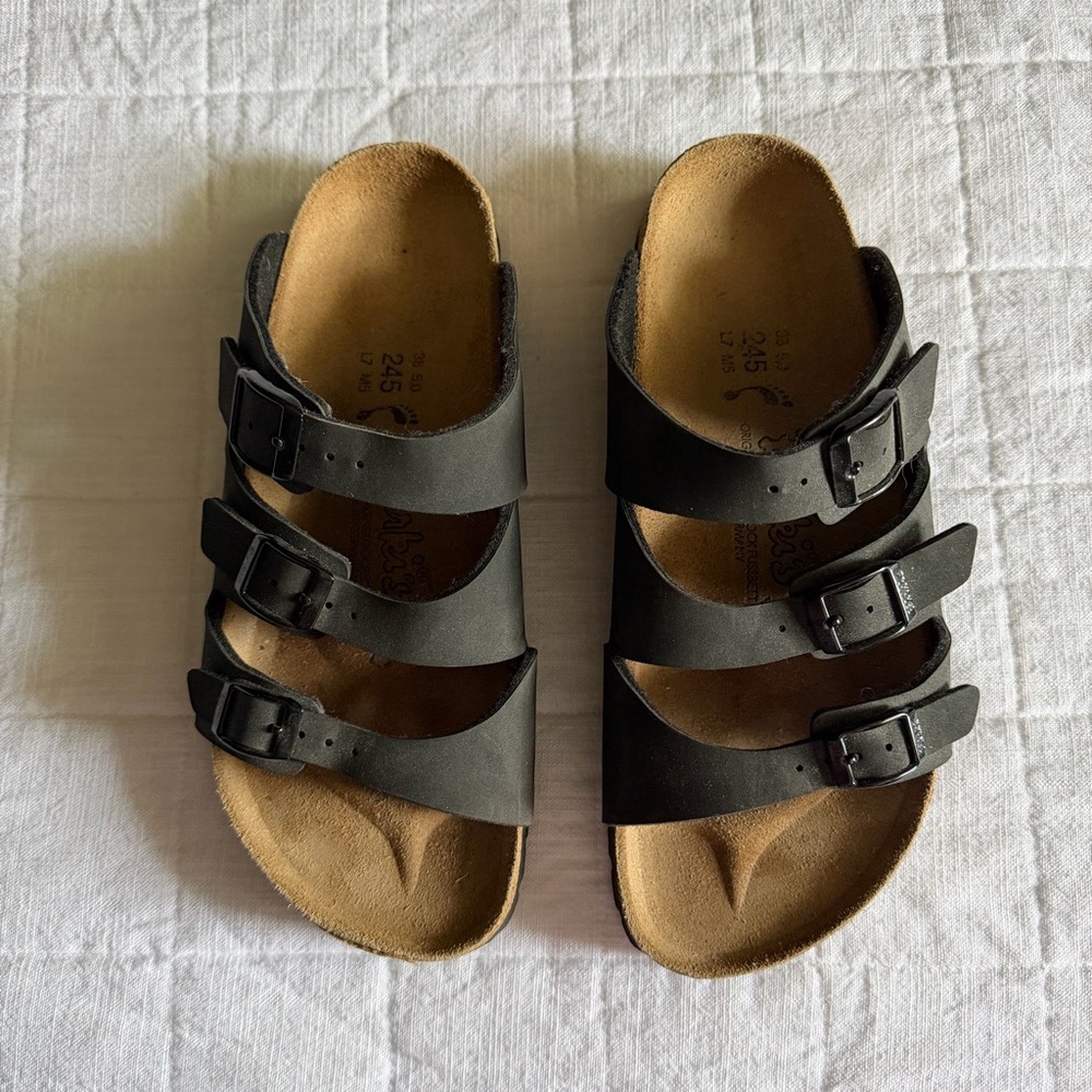 Birkenstock Black Three-Buckle Women’s Slide Sandals